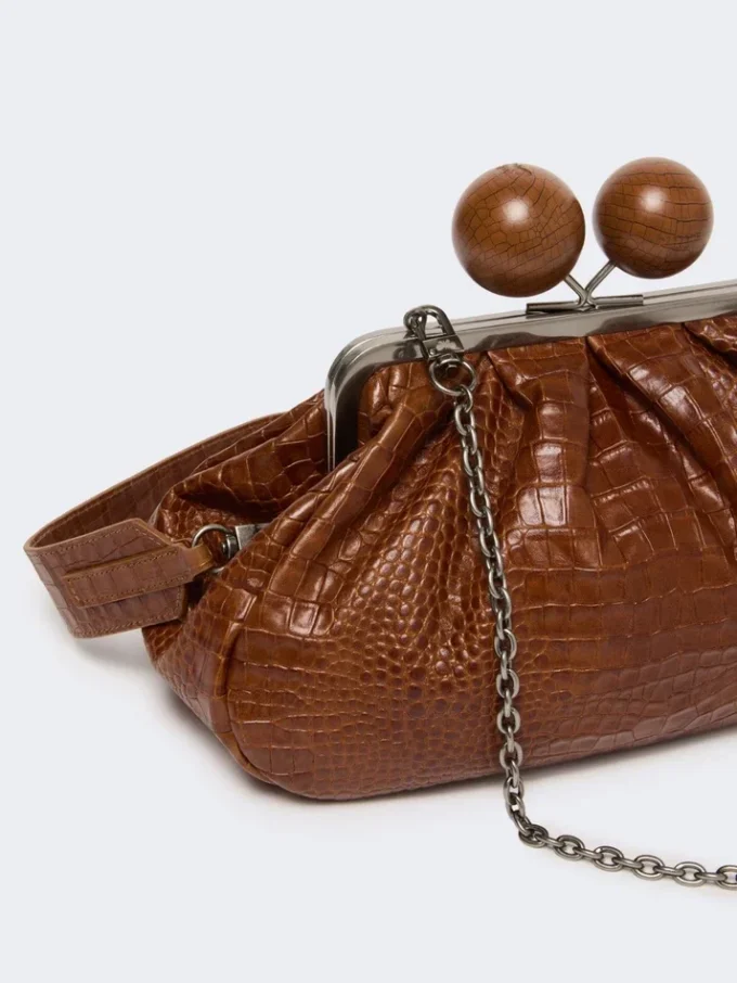 Bolso Pasticcino mediano de piel con estampado de cocodrilo, marrón rojizo Bolso Pasticcino mediano de piel con estampado de cocodrilo, marrón rojizo