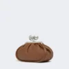 Bolso Pasticcino mediano en piel napa brillante, color tabaco