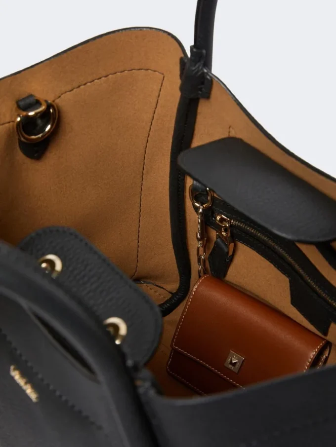 Bolso pequeño de cuero estilo marino, negro Bolso pequeño de cuero estilo marino, negro