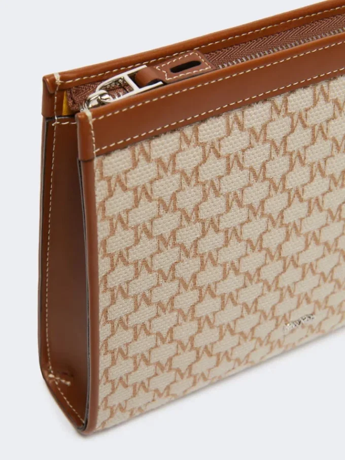 Bolso pequeño de jacquard de algodón, color avellana
