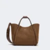 Bolso pequeño de piel nobuk estilo marino, marrón oscuro