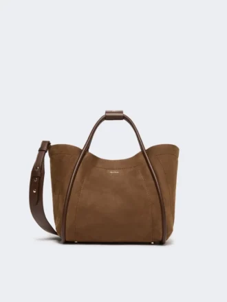 Bolso pequeño de piel nobuk estilo marino, marrón oscuro