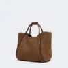 Bolso pequeño de piel nobuk estilo marino, marrón oscuro