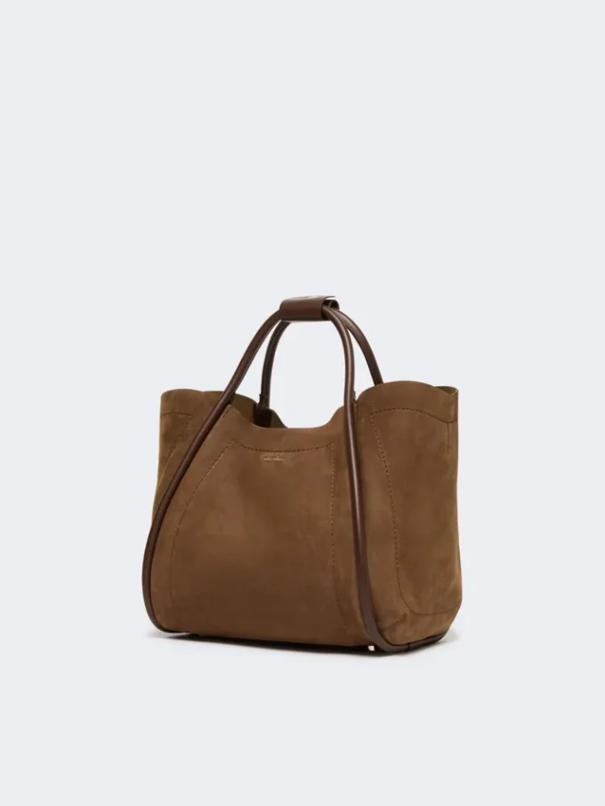Bolso pequeño de piel nobuk estilo marino, marrón oscuro