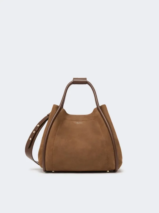 Bolso pequeño de piel nobuk estilo marino, marrón oscuro