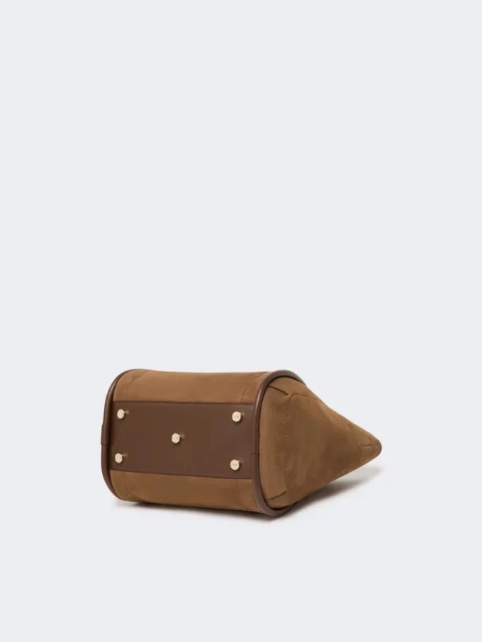 Bolso pequeño de piel nobuk estilo marino, marrón oscuro