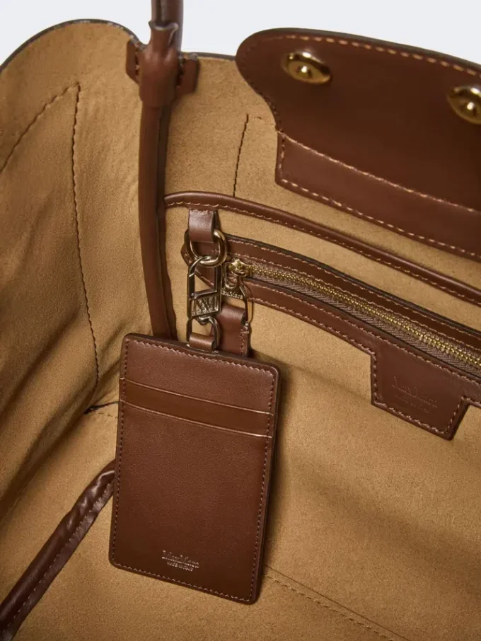 Bolso pequeño de piel nobuk estilo marino, marrón oscuro
