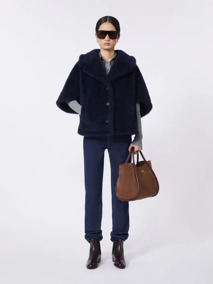 Bolso pequeño de piel nobuk estilo marino, marrón oscuro