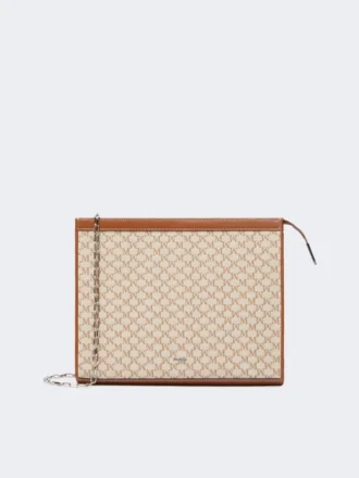 Bolso plano mediano de jacquard de algodón, color avellana