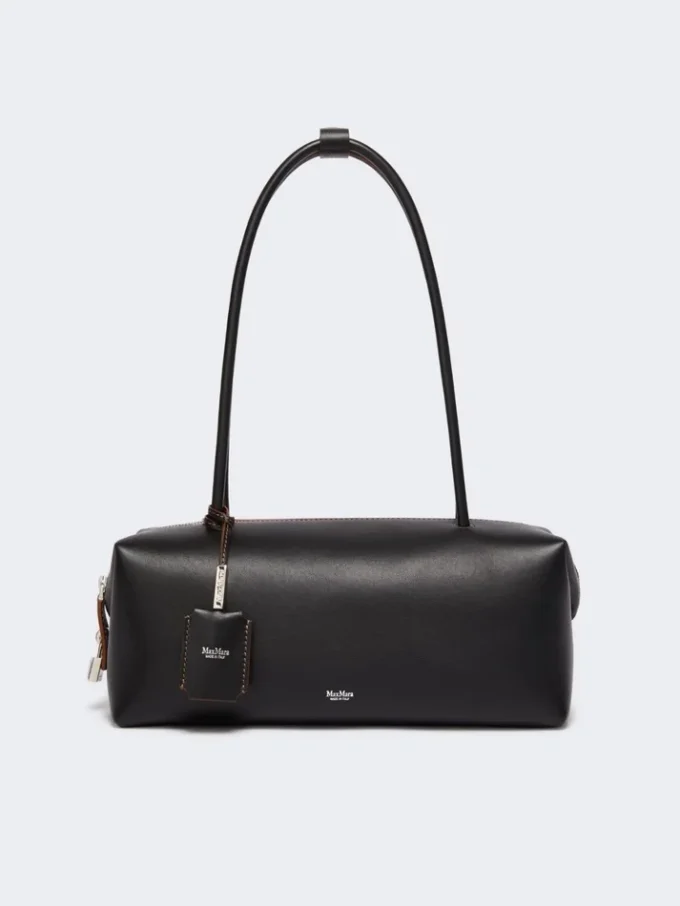 Bolso tipo bombín de piel natural, negro Bolso tipo bombín de piel natural, negro