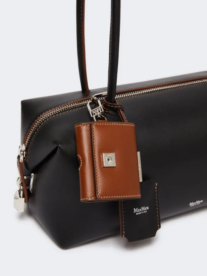 Bolso tipo bombín de piel natural, negro Bolso tipo bombín de piel natural, negro