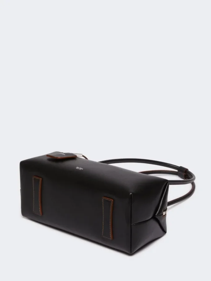 Bolso tipo bombín de piel natural, negro Bolso tipo bombín de piel natural, negro