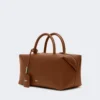Bolso tipo bombín mediano de piel natural, marrón ámbar