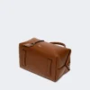 Bolso tipo bombín mediano de piel natural, marrón ámbar