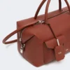 Bolso tipo boston grande de piel con bolsillos, color óxido