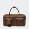 Bolso tipo boston grande de piel con bolsillos, marrón Bolso tipo boston grande de piel con bolsillos, marrón