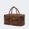 Bolso tipo boston grande de piel con bolsillos, marrón Bolso tipo boston grande de piel con bolsillos, marrón