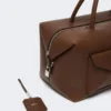 Bolso tipo boston grande de piel con bolsillos, marrón Bolso tipo boston grande de piel con bolsillos, marrón