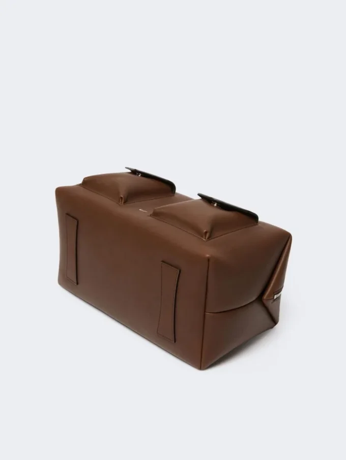 Bolso tipo boston grande de piel con bolsillos, marrón Bolso tipo boston grande de piel con bolsillos, marrón