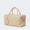 Bolso tipo boston grande de piel con estampado de cocodrilo, color hielo