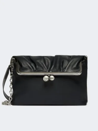 Bolso tipo sobre Pasticcino de napa brillante, azul ultramar