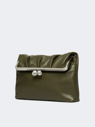Bolso tipo sobre Pasticcino de napa brillante, verde oscuro