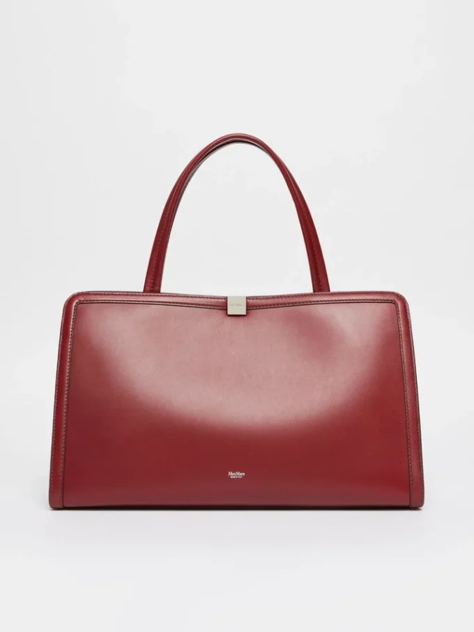 Bolso tote de piel, color burdeos Bolso tote de piel, color burdeos
