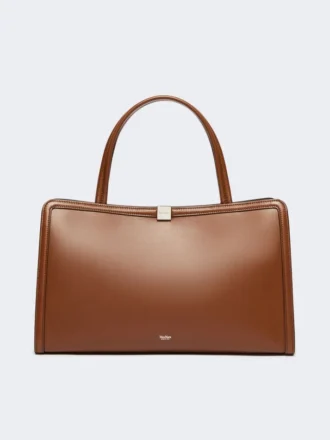 Bolso tote de piel, color tabaco
