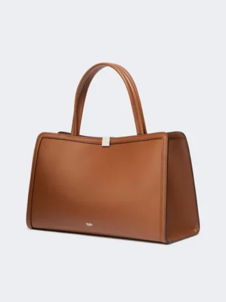 Bolso tote de piel, color tabaco