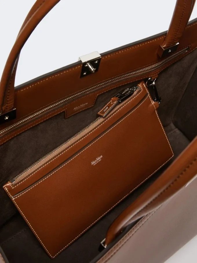 Bolso tote de piel, color tabaco Bolso tote de piel, color tabaco