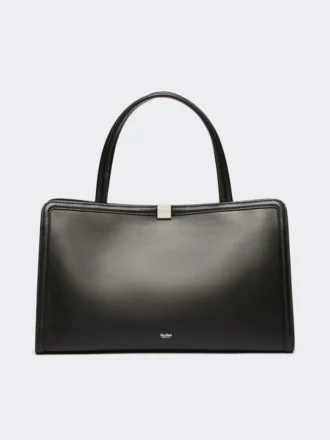 Bolso tote de piel, negro