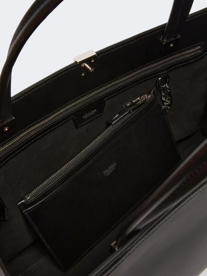 Bolso tote de piel, negro Bolso tote de piel, negro