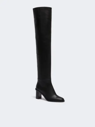 Botas de cuero hasta el muslo, negras