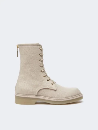 Botas militares de cachemira pura, color beige