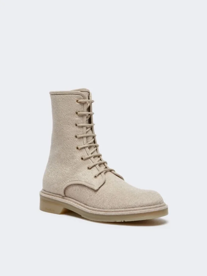 Botas militares de cachemira pura, color beige Botas militares de cachemira pura, color beige
