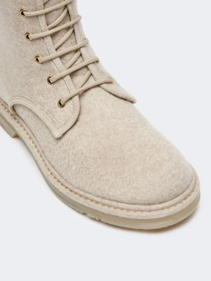 Botas militares de cachemira pura, color beige Botas militares de cachemira pura, color beige