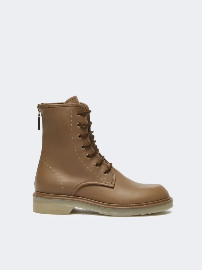 Botas militares de piel, color avellana Botas militares de piel, color avellana