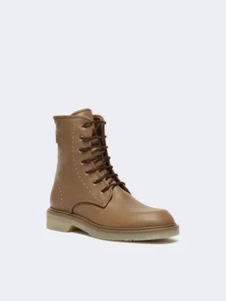 Botas militares de piel, color avellana