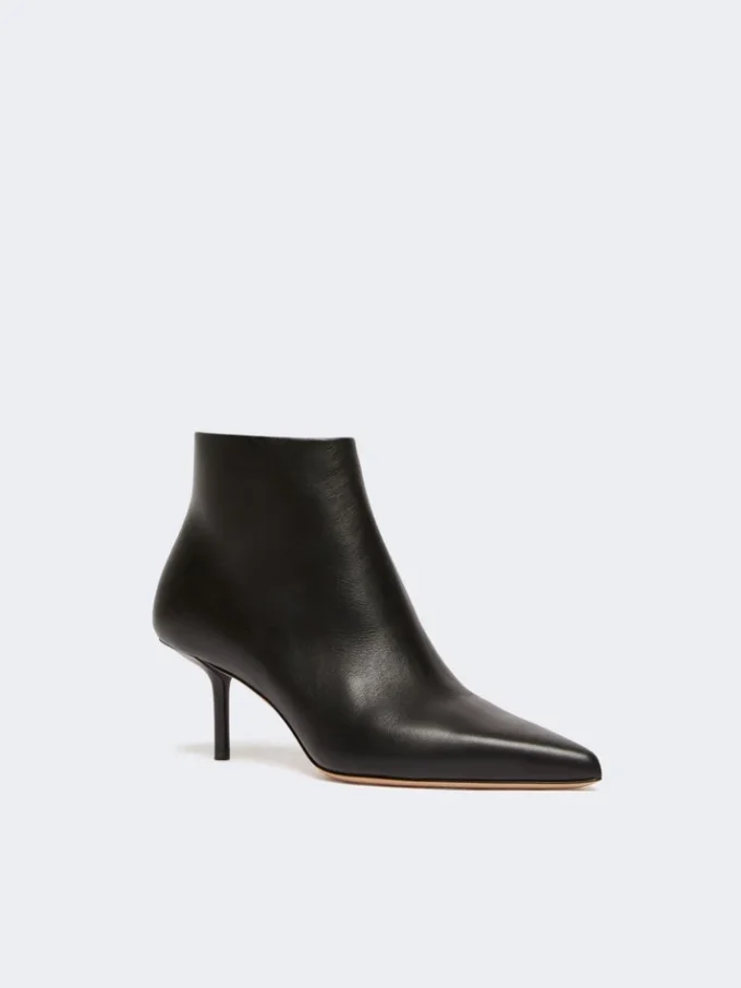 Botines de piel con cremallera, negros Botines de piel con cremallera, negros