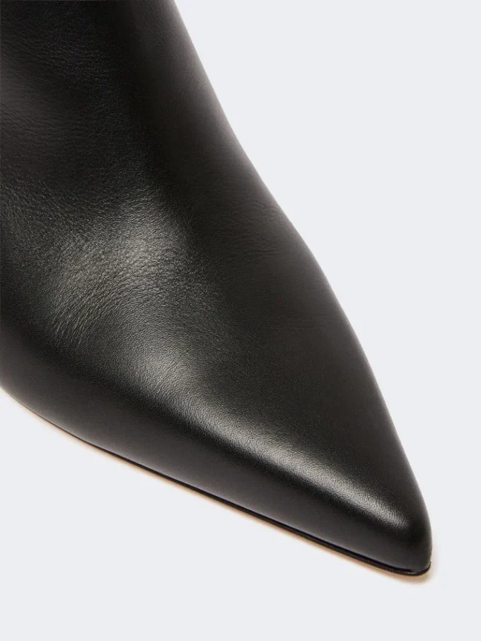 Botines de piel con cremallera, negros Botines de piel con cremallera, negros