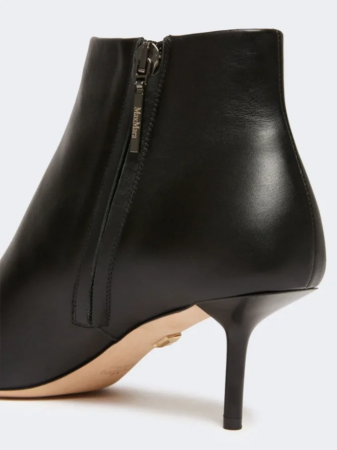 Botines de piel con cremallera, negros Botines de piel con cremallera, negros