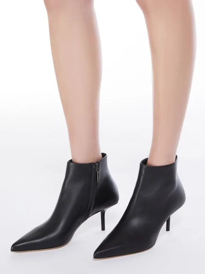 Botines de piel con cremallera, negros Botines de piel con cremallera, negros