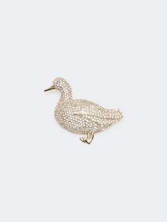 Broche de metal con pedrería, blanco óptico