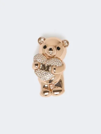 Broche de metal con pedrería, rosa antiguo