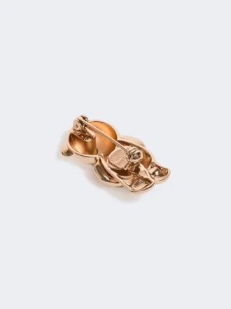 Broche de metal con pedrería, rosa antiguo