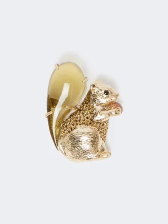 Broche de resina y cristal, marrón