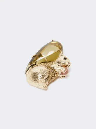 Broche de resina y cristal, marrón
