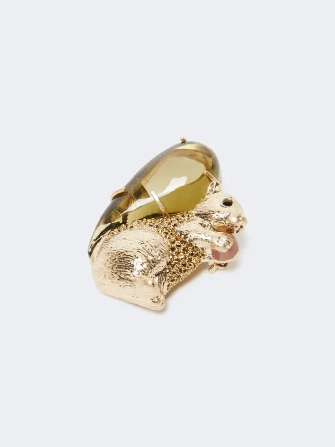 Broche de resina y cristal, marrón Broche de resina y cristal, marrón