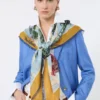 Bufanda oversize de seda y lana estampada, color mostaza Bufanda oversize de seda y lana estampada, color mostaza