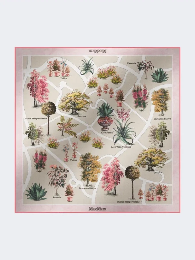 Bufanda oversize de seda y lana estampada, rosa antiguo